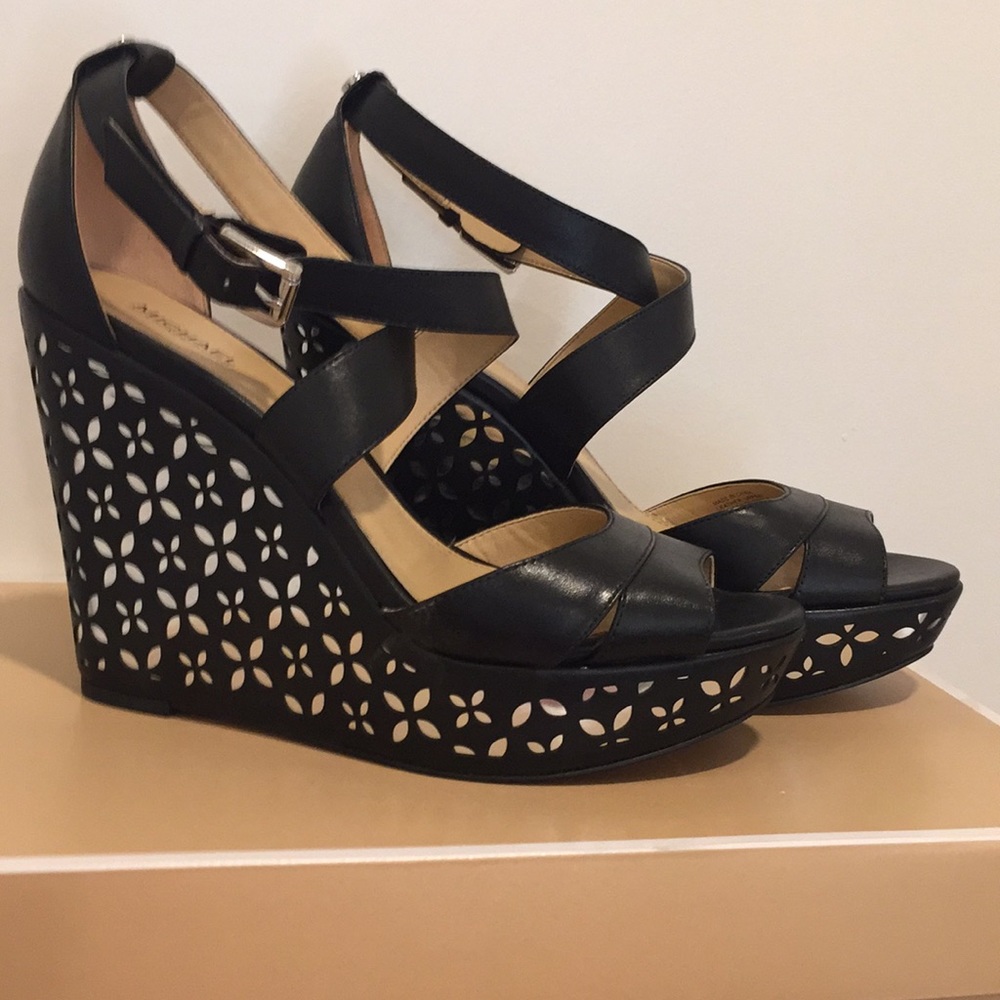 Michael Kors Sienna Floral Leather Wedge